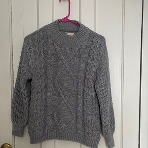 SO Gray Cable Knit Turtleneck Sweater